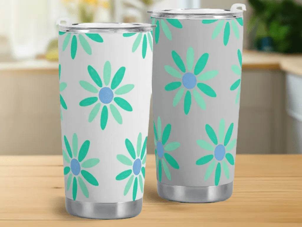 "Retro Daisy" Insulated Travel Mug | Iron Phoenix GHG - Iron Phoenix GHG