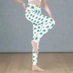 Teal Rose Print Leggings - Close up fabric and print detail | Our Phoenix Rise