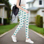 Teal Rose Print Leggings - Model walking outdoor view | Our Phoenix Rise