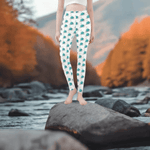 Teal Rose Print Leggings - Model wearing mid-body detail | Our Phoenix Rise