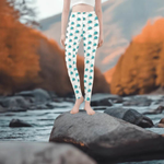 Teal Rose Print Leggings | Floral Yoga and Gaming Tights - Iron Phoenix GHG