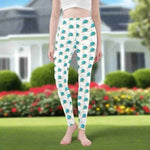 Teal Rose Print Leggings | Floral Yoga and Gaming Tights
