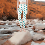Teal Rose Print Leggings | Floral Yoga and Gaming Tights - Iron Phoenix GHG
