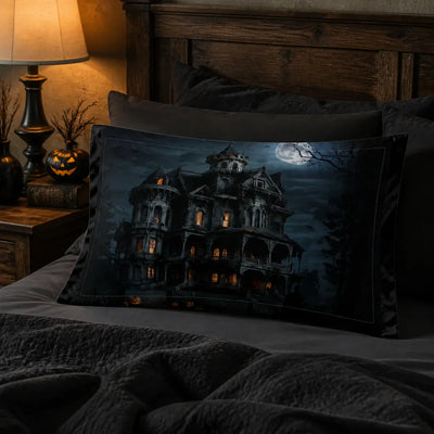 Haunted Mansion Halloween Pillow Sham - Moonlit Victorian Design Lifestyle | Our Phoenix Rise