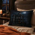 Haunted Mansion Halloween Pillow Sham - Standard Size Mockup on Bed | Our Phoenix Rise