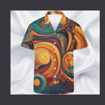 Men's Blue Block Button Up Shirt - Full Lay Flat View | Our Phoenix Rise