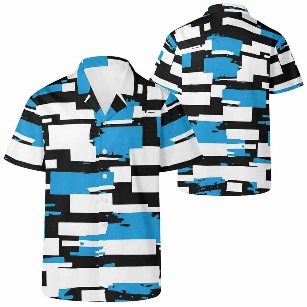 Mens Blue Block Button Up Shirt 2XS-6XL Tan XS-6XL