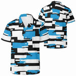 Men's Blue Block Button Up Shirt - Angled Back Hem | Our Phoenix Rise