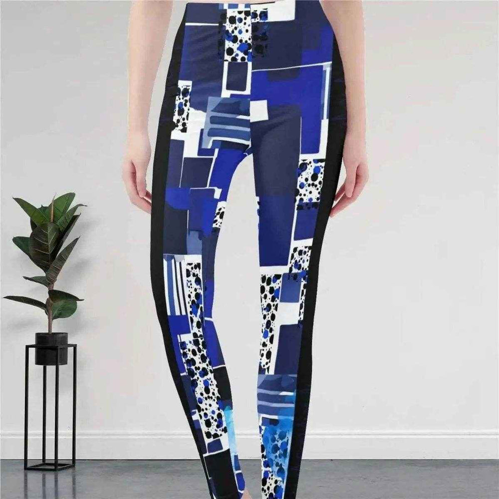 Blue Mosaic Yoga Leggings High Waisted XS-3XL Blue XS-3XL