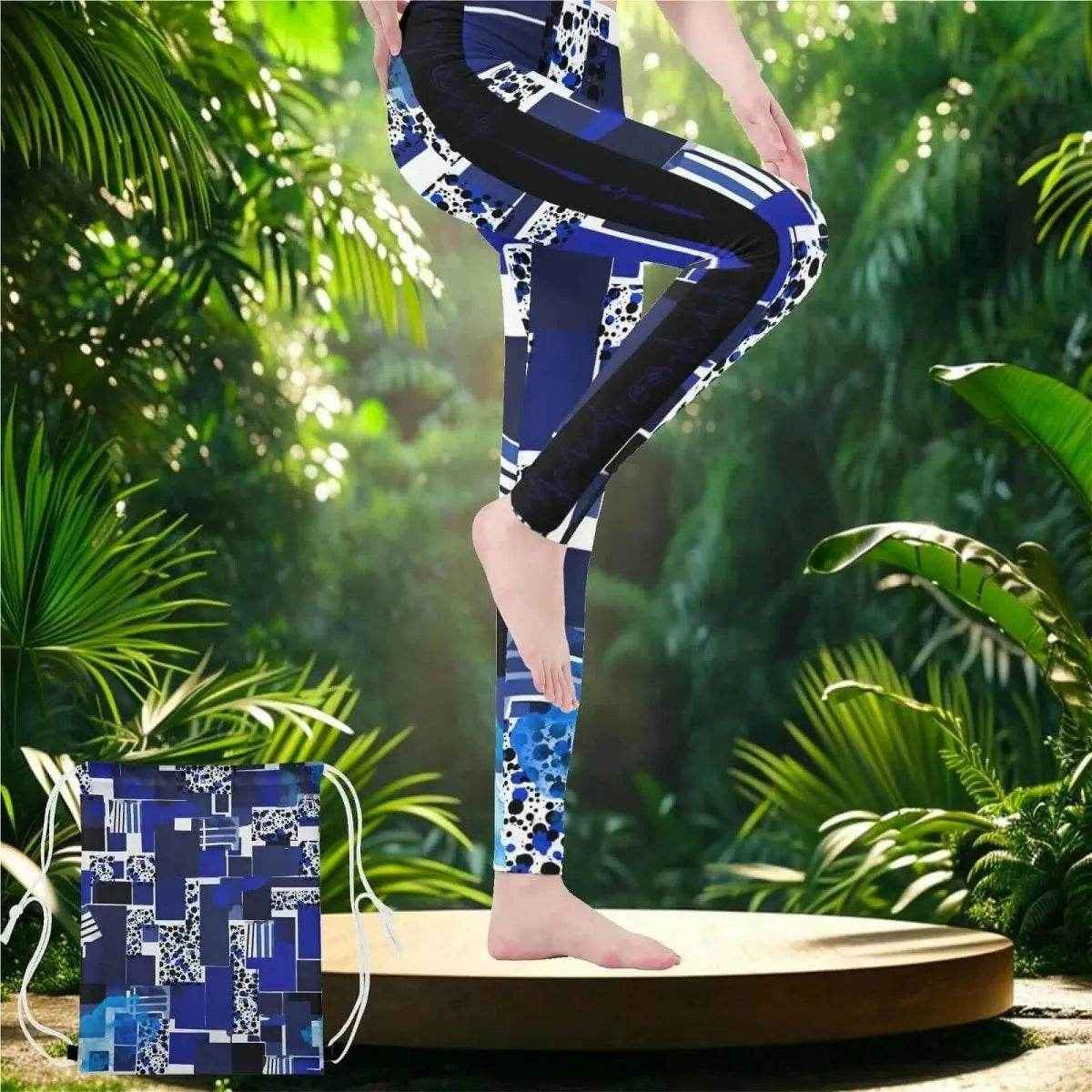 Blue Mosaic Yoga Leggings High Waisted XS-3XL Blue XS-3XL