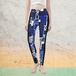 Blue Mosaic Yoga Leggings - Back view, high waisted design | Our Phoenix Rise