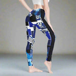 Blue Mosaic Yoga Leggings - Full length view, comfortable fit | Our Phoenix Rise