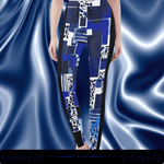Blue Mosaic Yoga Leggings - Fabric texture and stretch detail | Our Phoenix Rise