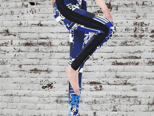 Blue Mosaic Print Leggings | PvP Gaming and Yoga Tights - Iron Phoenix GHG