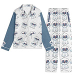 Personalized Photo Pajamas Set - White top, blue sleeves, dog in sunglasses print, front angled | Our Phoenix Rise