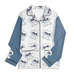 Personalized Photo Pajamas Set - White with blue sleeves, dog in sunglasses print, top and pants detail | Our Phoenix Rise
