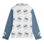Personalized Photo Pajamas Set - White top, blue sleeve detail, dog in sunglasses print | Our Phoenix Rise