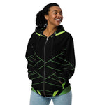 "Neon Grid" Off-center Unisex Zip Hoodie | Iron Phoenix - Iron Phoenix GHG