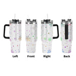  insulated tumbler with handle and Colorful Snowflake 40oz Tumbler design on a white background