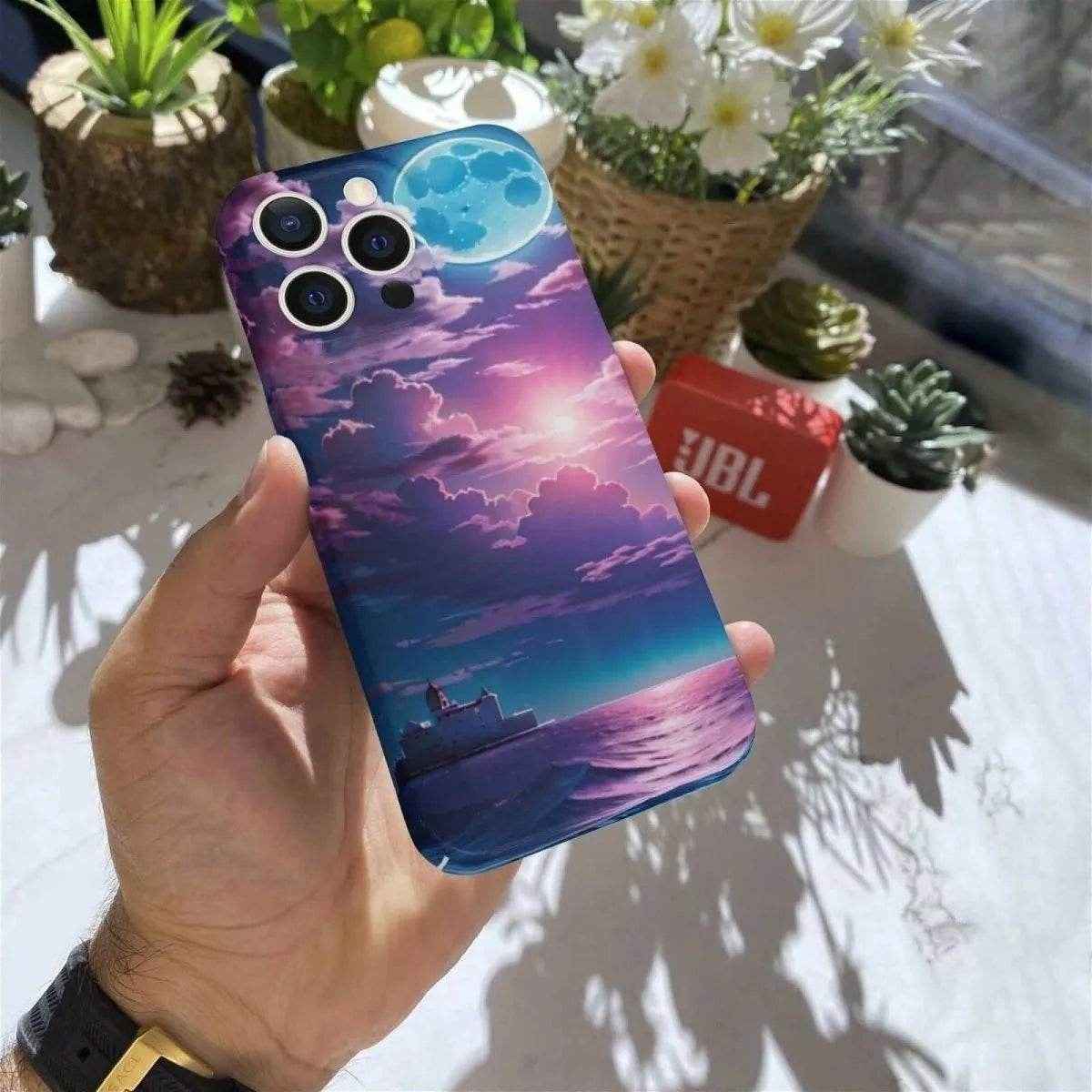 Purple Sunset Moon iPhone Case Shockproof