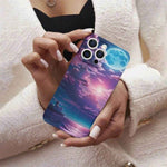 Purple Sunset Moon iPhone Case - angled view of design clear background | Our Phoenix Rise