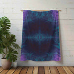 Purple Teal Abstract Fleece Throw Blanket - On Bed | Our Phoenix Rise