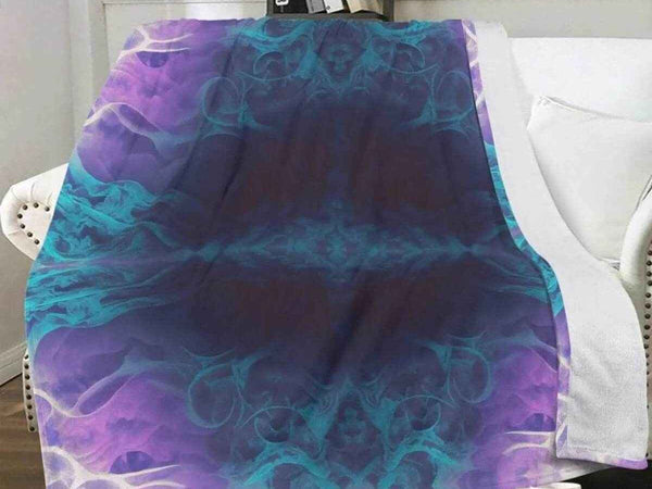 Kaleidoscope Fleece Blanket | Purple Teal Abstract Throw