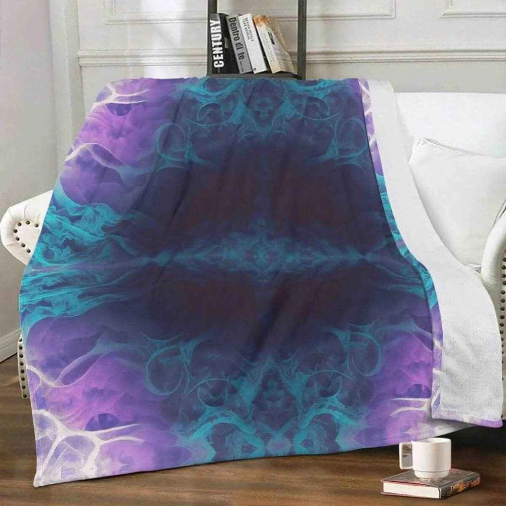 Kaleidoscope Fleece Blanket | Purple Teal Abstract Throw