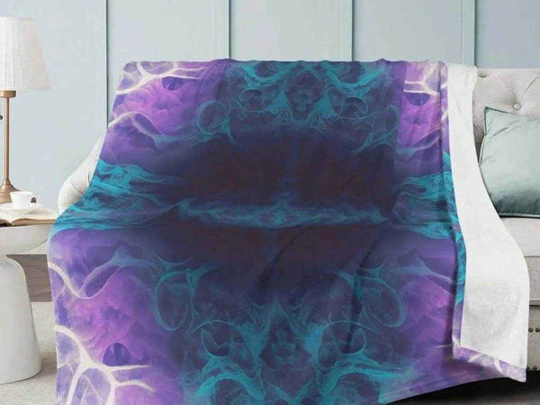 Kaleidoscope Fleece Blanket | Purple Teal Abstract Throw