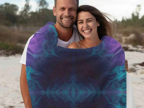 Kaleidoscope Fleece Blanket | Purple Teal Abstract Throw