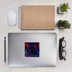 Holographic Gaming Warrior Sticker - 4x4 inch on notebook with glasses | Our Phoenix Rise