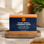 Kojic Acid Turmeric Soap - lifestyle shot with natural elements | Our Phoenix Rise