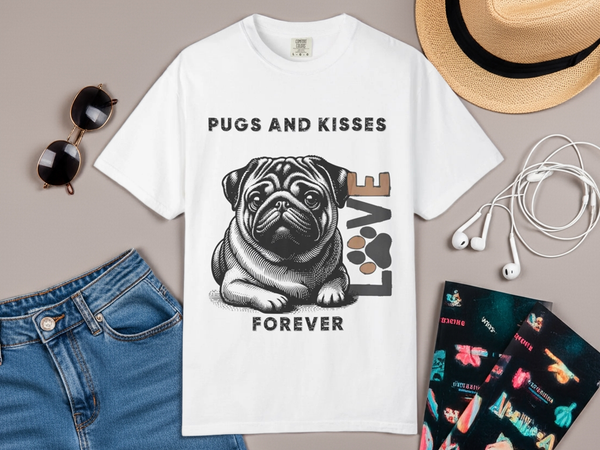 Cute Pug T-shirt - Cute Love Eco-Friendly Comfort Tee - Iron Phoenix GHG