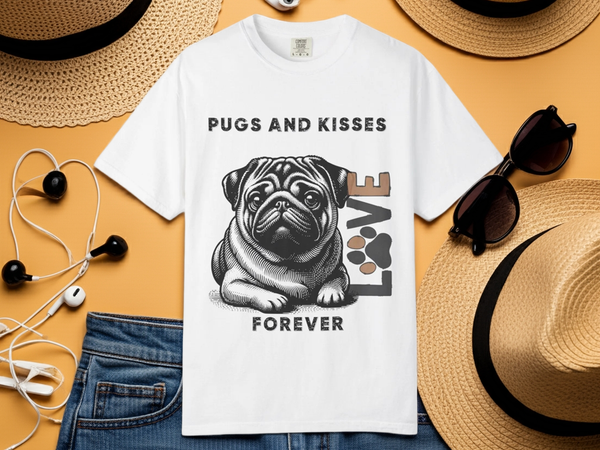 Cute Pug T-shirt - Cute Love Eco-Friendly Comfort Tee - Iron Phoenix GHG