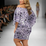 Lavender abstract patterned mesh dress back view - Detail 19 | Our Phoenix Rise
