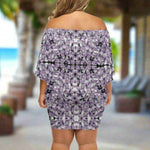 Lavender Gem Abstract Print Wrap Dress Detailed View 3 | Our Phoenix Rise