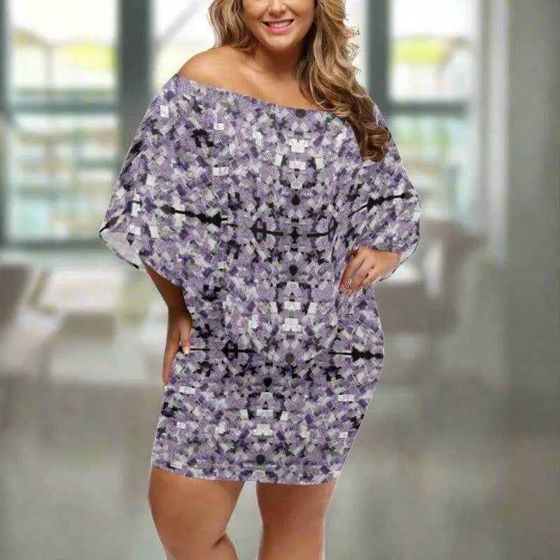 Lavender Gem Abstract Print Wrap Dress Red S-6XL
