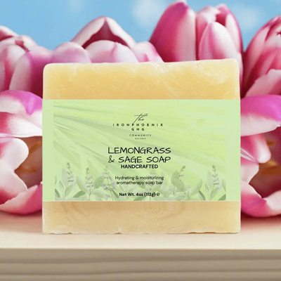 Lemongrass Sage Soap 4oz, Organic Calm, Sensitive Skin Care - Iron Phoenix GHG