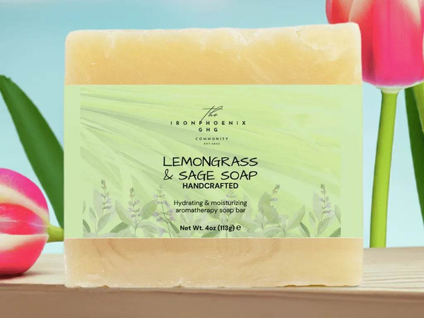 Lemongrass Sage Soap 4oz, Organic Calm, Sensitive Skin Care - Iron Phoenix GHG