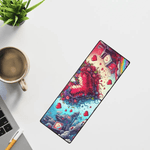 Pixel Heart Gaming Desk Mat - Focus on keyboard area and pixelated heart | Our Phoenix Rise