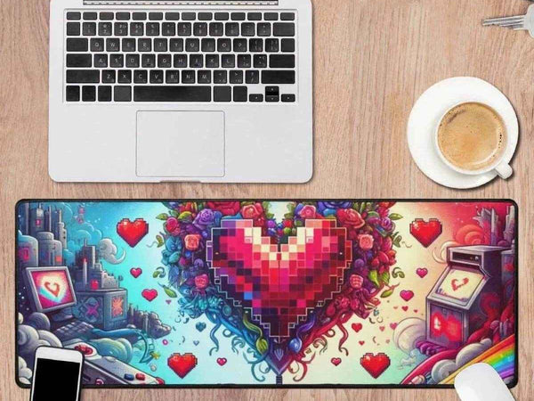 Pixel Heart Desk Mat | Love Inspired Gaming Mouse Pad