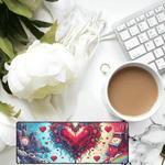 Pixel Heart Gaming Desk Mat - Gaming setup view with keyboard and mouse | Our Phoenix Rise