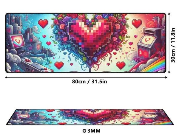 Pixel Heart Desk Mat | Love Inspired Gaming Mouse Pad