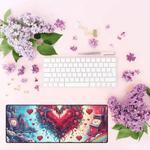 Pixel Heart Gaming Desk Mat - Creative desk setup with vibrant design | Our Phoenix Rise