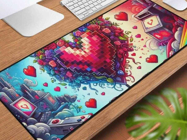 Pixel Heart Desk Mat | Love Inspired Gaming Mouse Pad