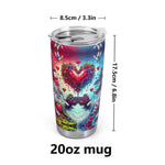 Pixel Heart Gaming Insulated Tumbler - full view with lid | Our Phoenix Rise