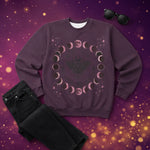 Lunar Phases Moth Purple Sweatshirt - Close Up of Moon Cycle Print - Detail 17 | Our Phoenix Rise