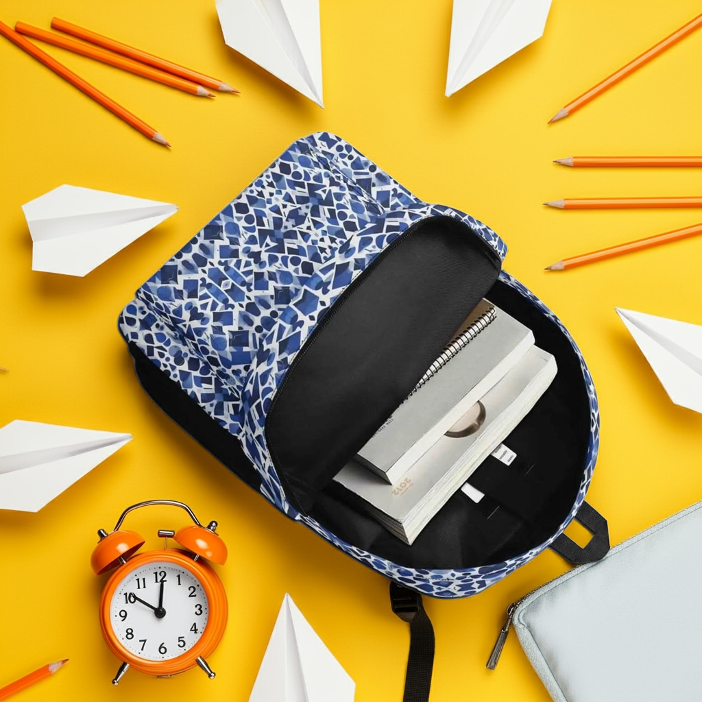 Blue Mosaic Backpack | Artistic School and Travel Bag - Iron Phoenix GHG