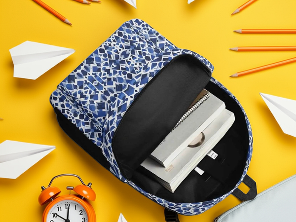 Blue Mosaic Backpack | Artistic School and Travel Bag - Iron Phoenix GHG