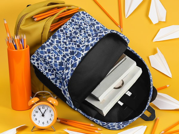 Blue Mosaic Backpack | Artistic School and Travel Bag - Iron Phoenix GHG